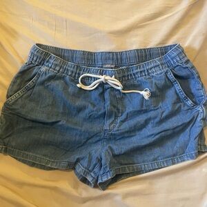 aerie Light Blue Denim Drawstring Shorts